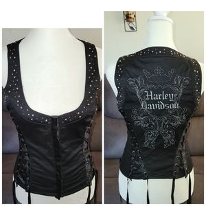 Vintage sexy Black Harley Davidson Corset top